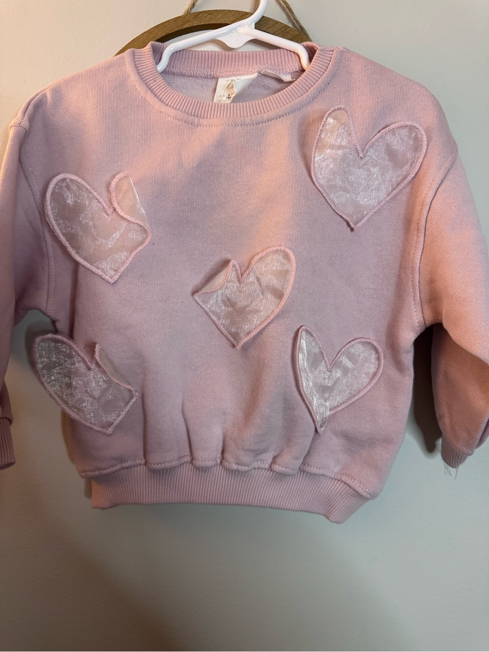 Zara Girls' Pink Heart Appliqué Sweatshirt - Soft Crewneck Top nwt 1.5